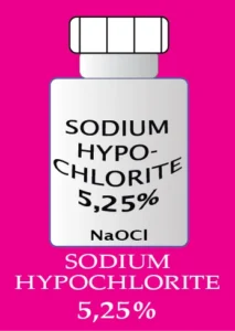 Sodium hypochlorite irrigation solution for cleaning and disinfection of root canals